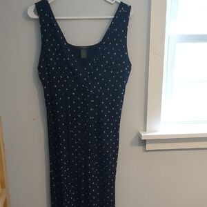 Ann Taylor Navy Dress with Cream Polka Dots